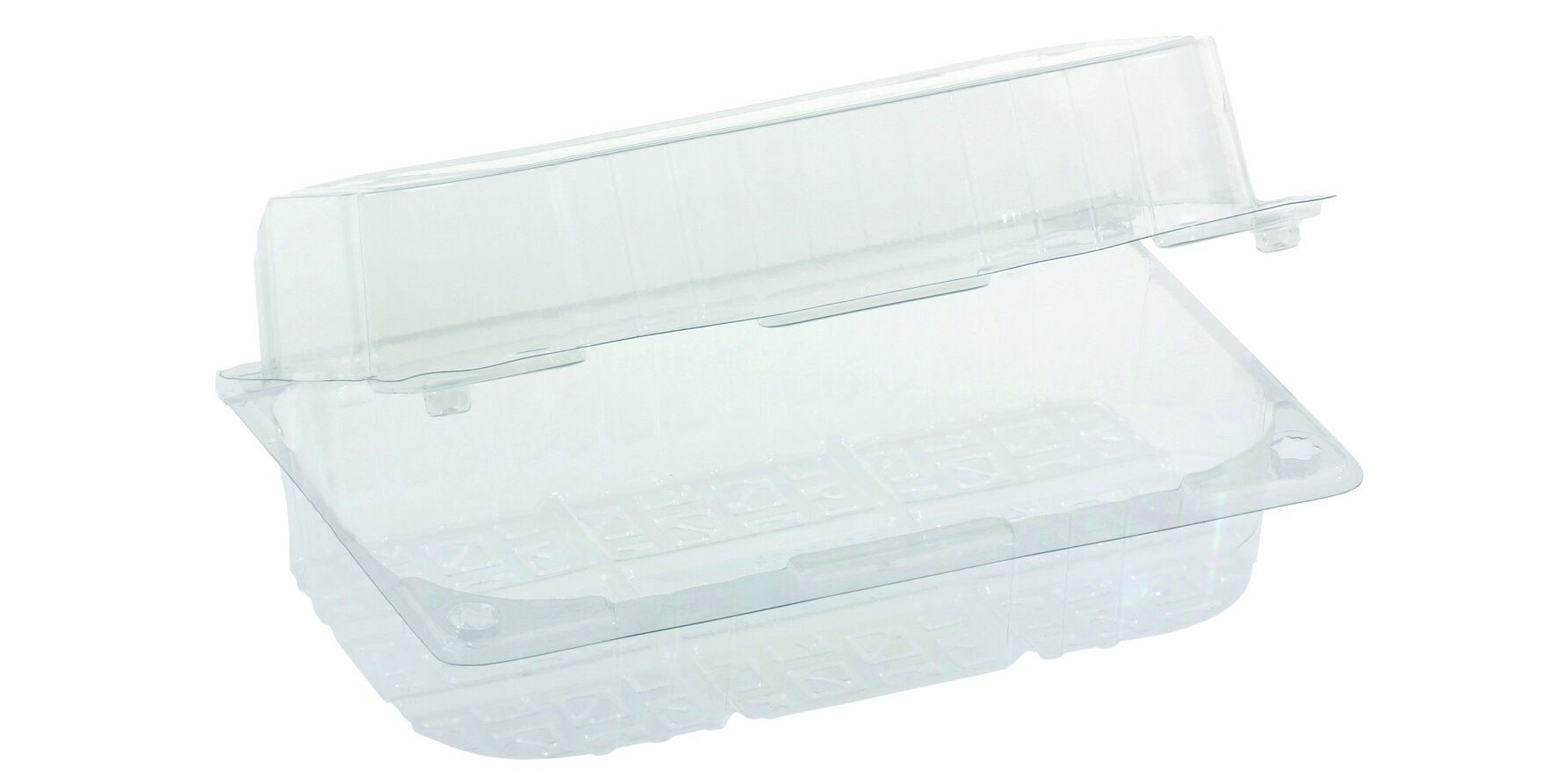 Schale mit Klappdeckel suplesse rPET, transparent, rechteckig, 18 x 9.2 cm