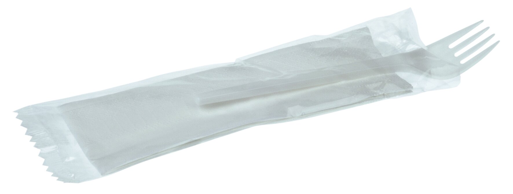 Besteckset Light PS, weiß, 3-teilig: Gabel, Messer, Serviette
