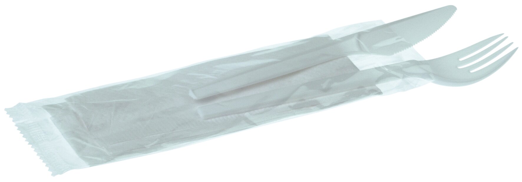Besteckset Light PS, weiß, 3-teilig: Gabel, Messer, Serviette