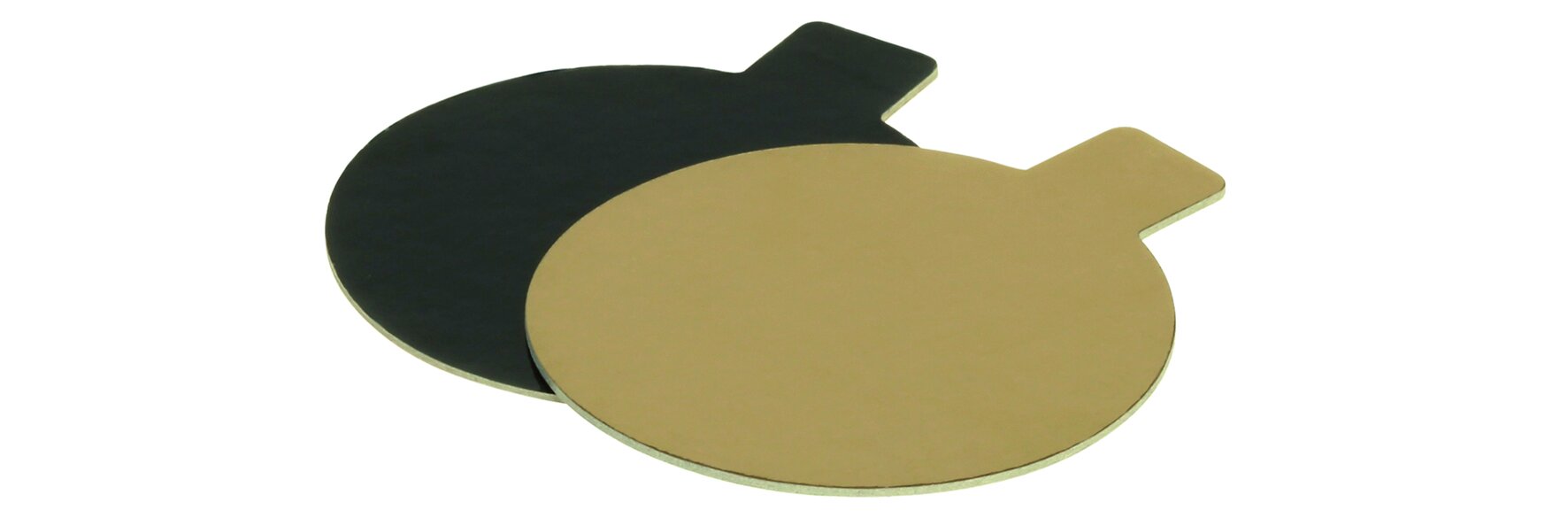 Patisserieunterlage mit Lasche suplesse Karton/PET, gold/schwarz, Ø 8 cm
