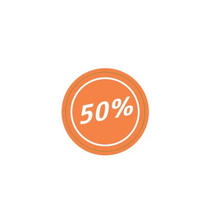 Etikette 50% rund, Ø 30mm