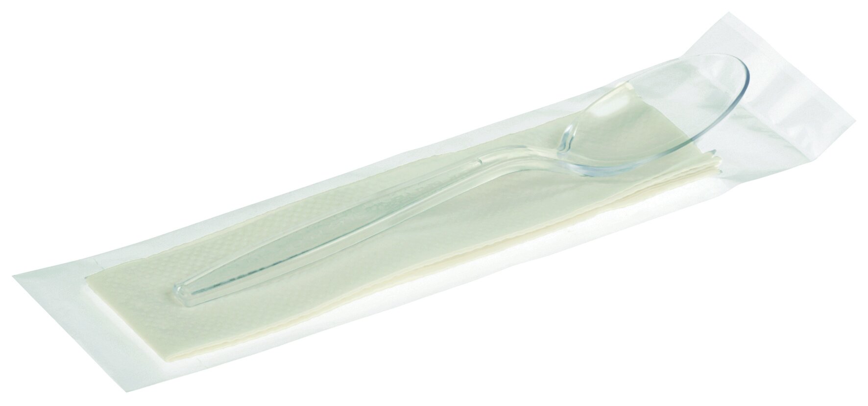 Suppenlöffel maxi PS transp. mit 2-lg. Serviette