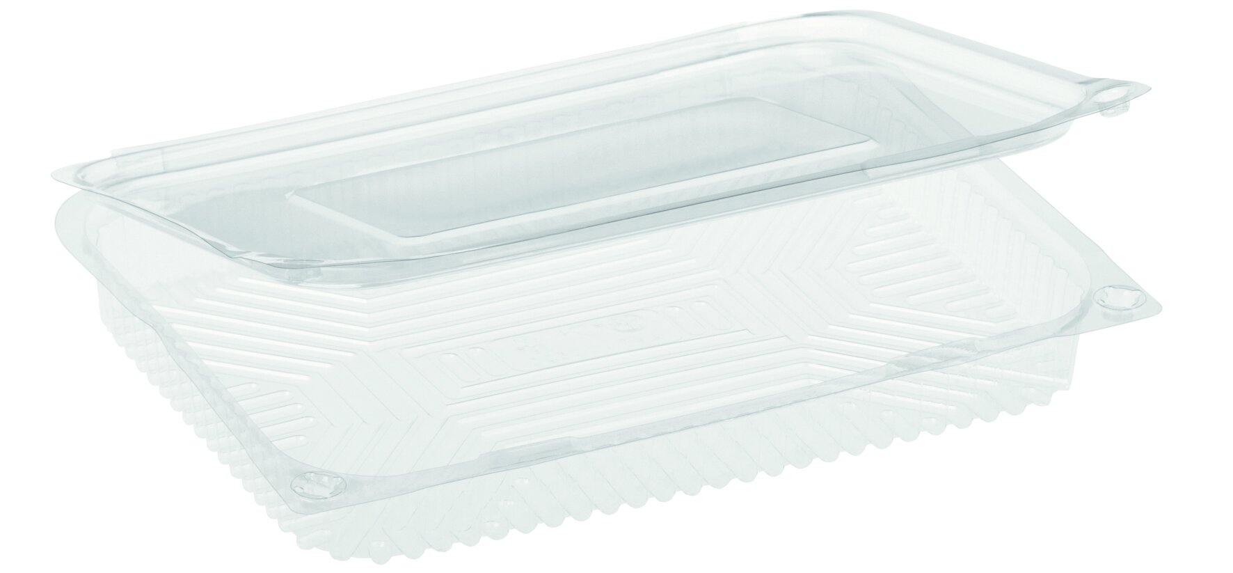 Schale mit Klappdeckel suplesse rPET, transparent, rund, 350 ml