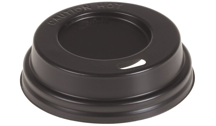 Couvercle dome PS noir Ø60mm, avec trou à boire