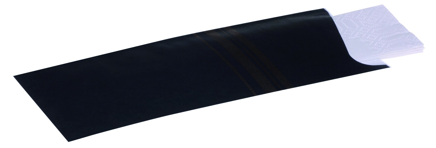 sac à couverts FIT noir 8.5x19cm, avec serviette 2 pl.
