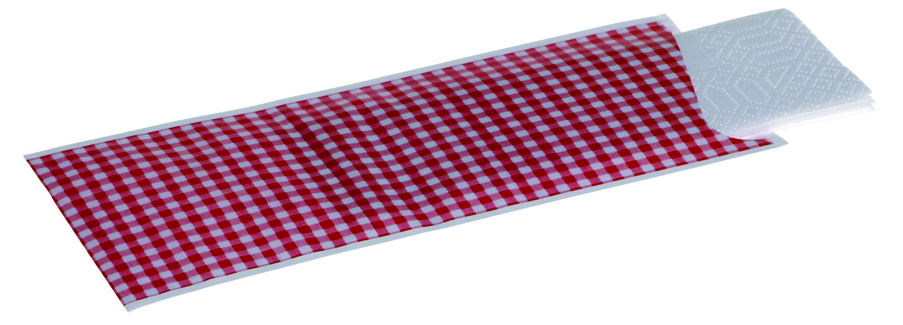 sac à couverts Fit rouge/blanc 8.5x19cm, avec serviette 2 pl.
