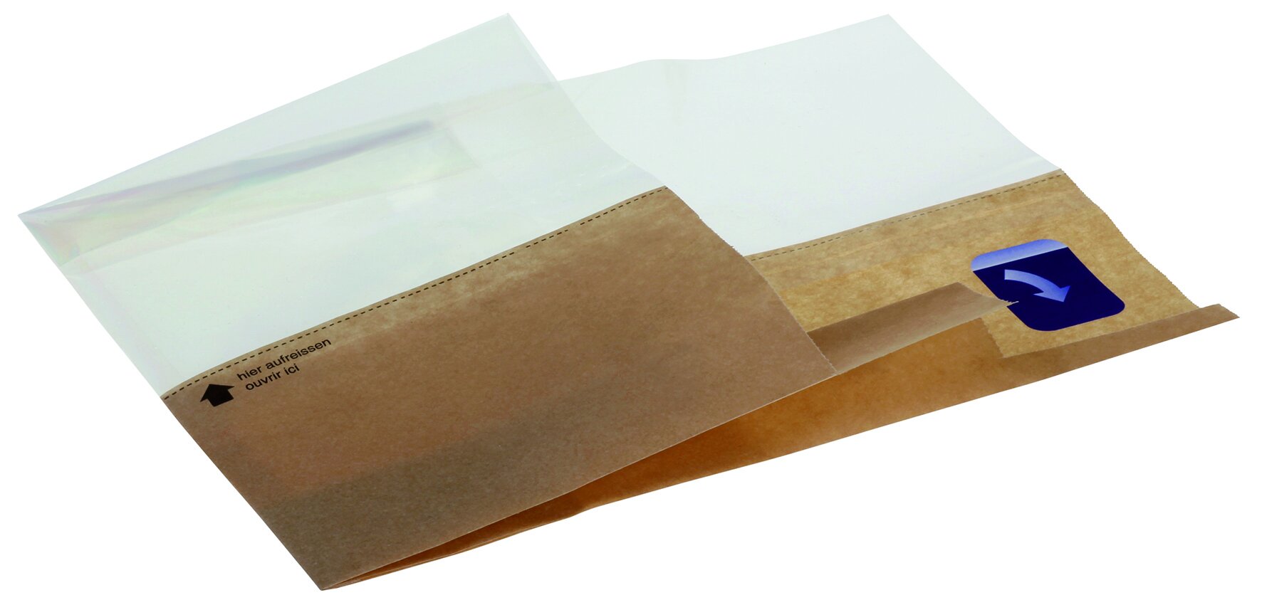 Sac à en-cas papier/PET brun 18x7/5x13+10cm, avec fenêtre