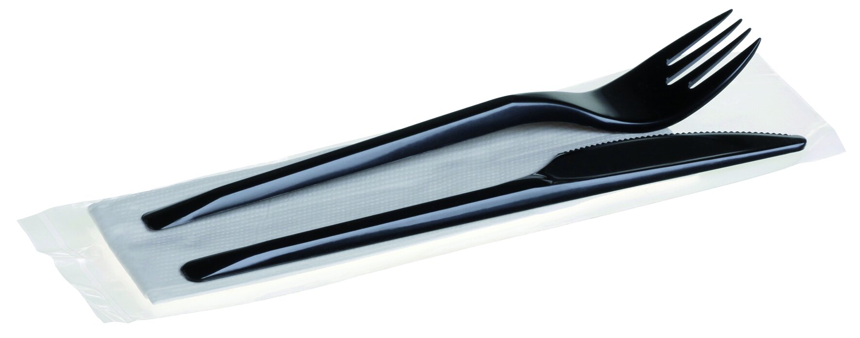 Set couvert light PS noir 3 comp: couteau, fourchette, serv.
