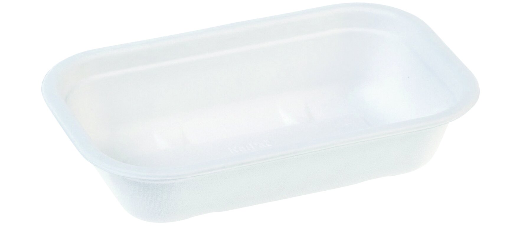 Barquette canne à sucre/PBAT, 850ml blanche, 229x153x50mm