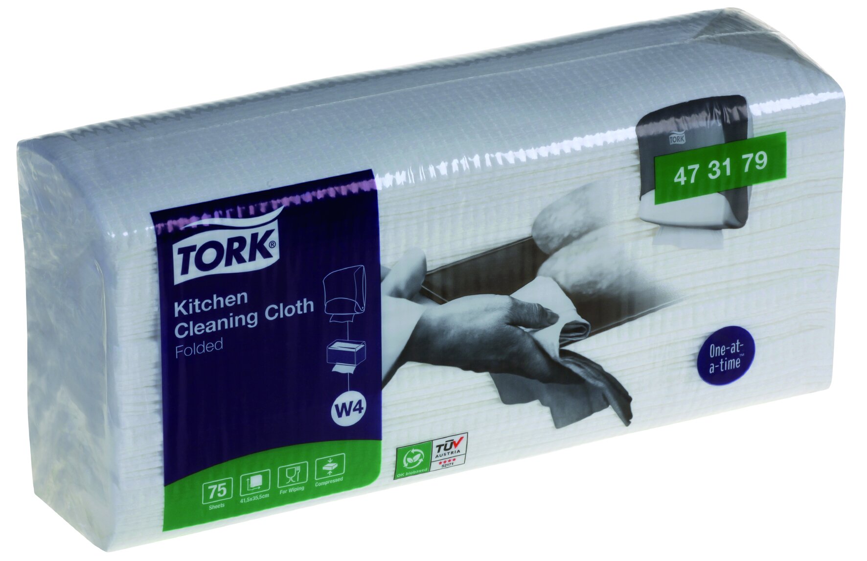 Chiffon de nettoyage cuisine Tork 1 pl., blanc,41.5x35.5cm,75feuilles