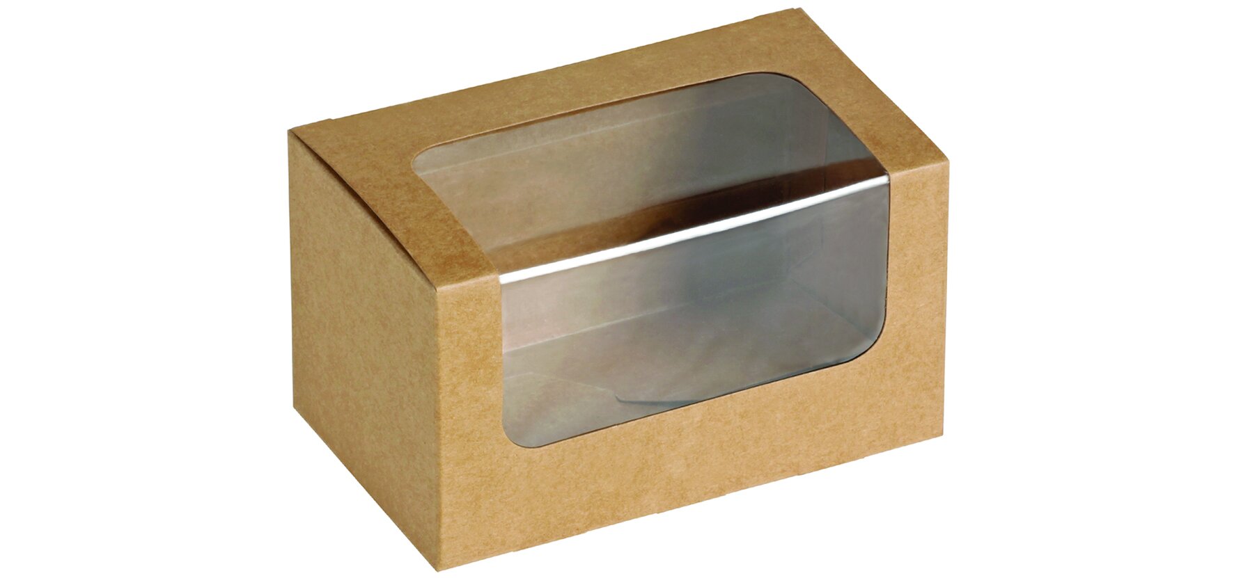 Food Box avec fenêtre Kraft/PLA, 125x77x72 mm