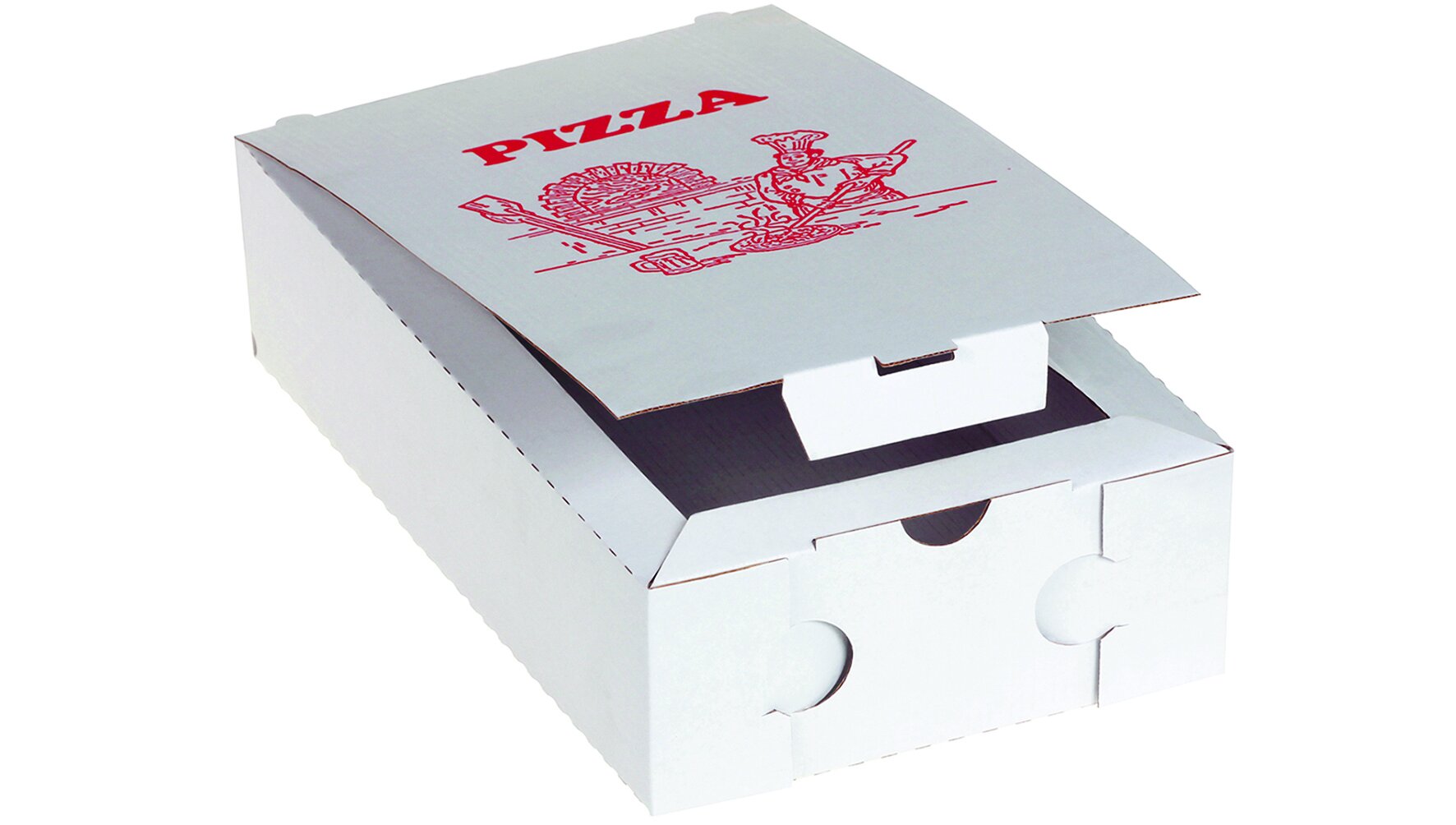 Pizza carton Calzone blanc 28x17x7cm, imprimé