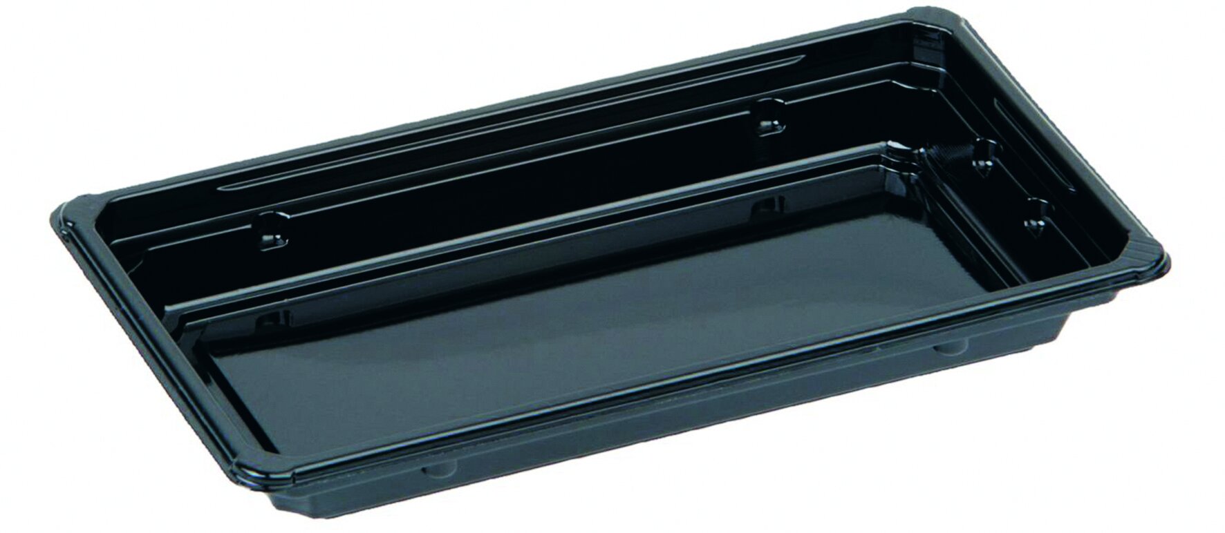 Barquette Sushi rPET noir 212x90x22mm