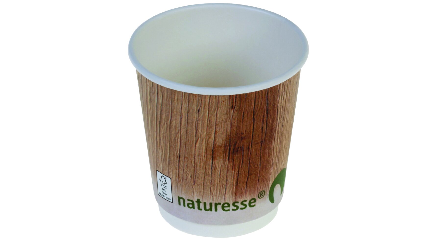 Gobelet carton naturesse 2,5dl PLA, dble wall feuille palmier