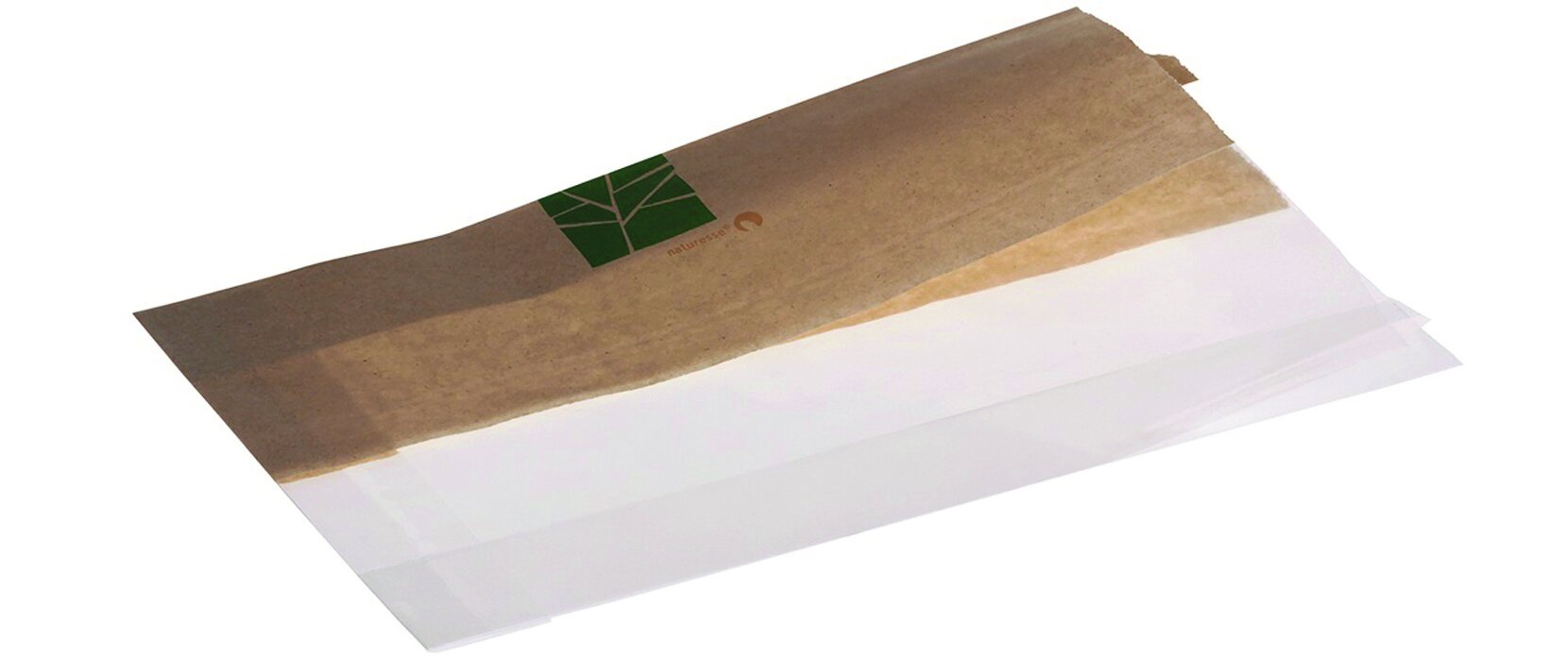 Sachet sandwich 140+2x30x230mm moitié papier-moitié PLA