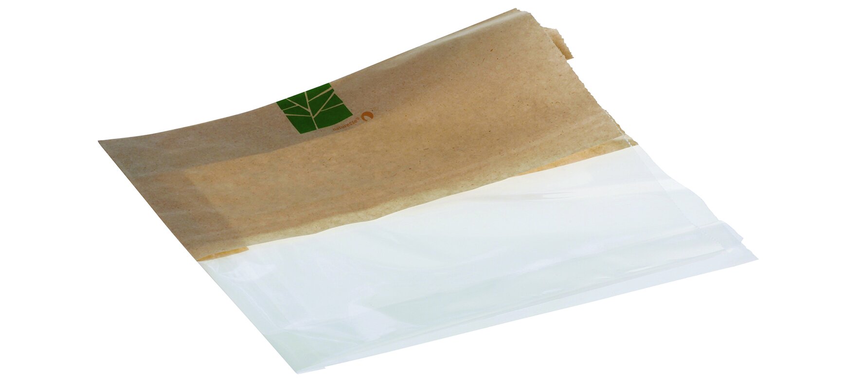 Sachet sandwich 210+2x35x230mm moitié papier-moitié PLA