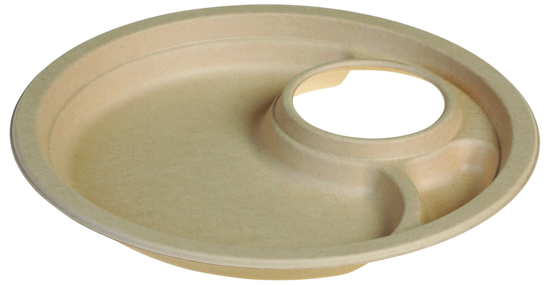 Assiette ronde 26 cm nature avec trou p. gobelet 75 mm