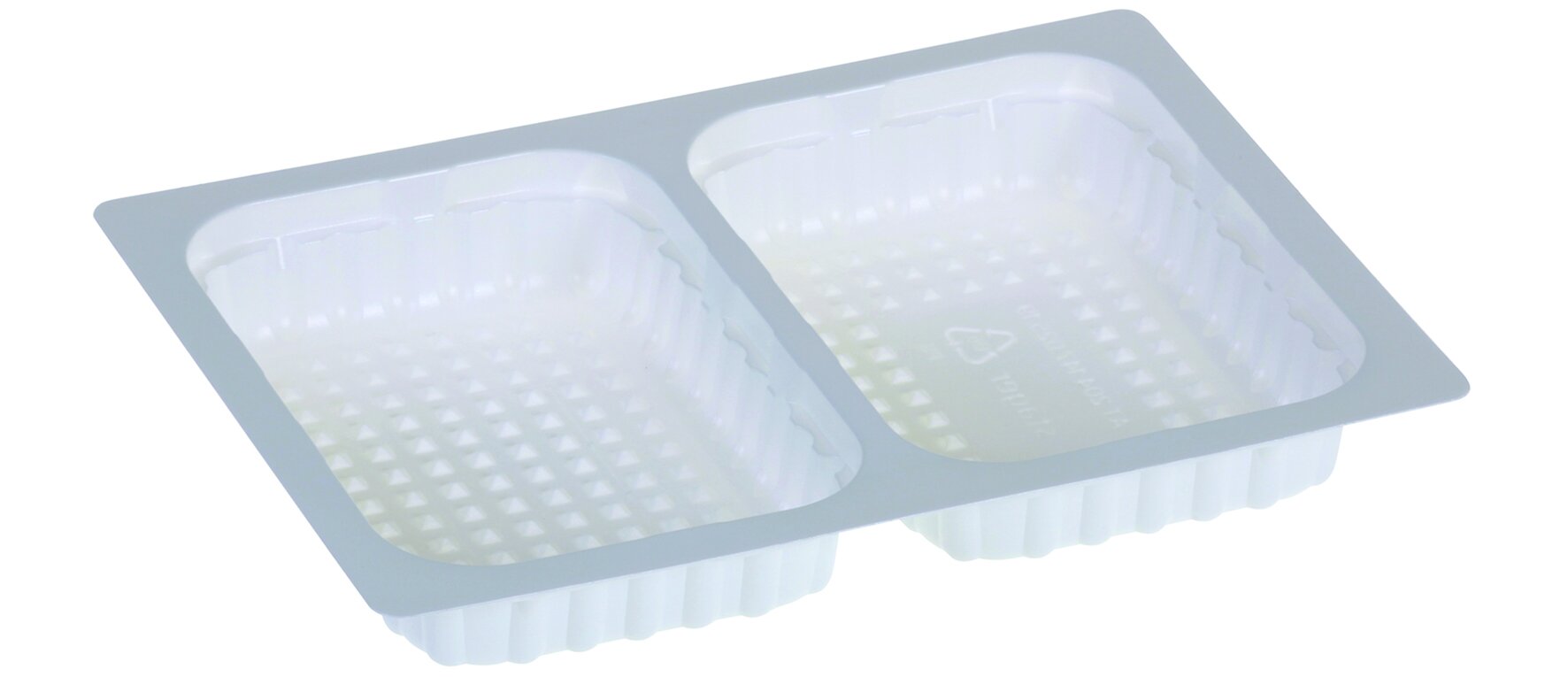 Stäger barquette PS 550ml blanche 147x204x25mm, 2 compartiments