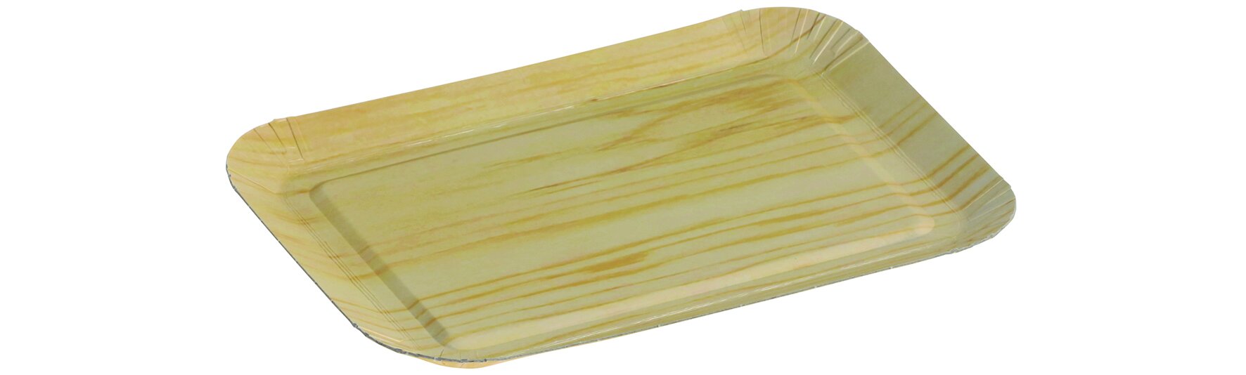 Barquette aspect bois carton/PP brun clair matt, 105x150x12mm