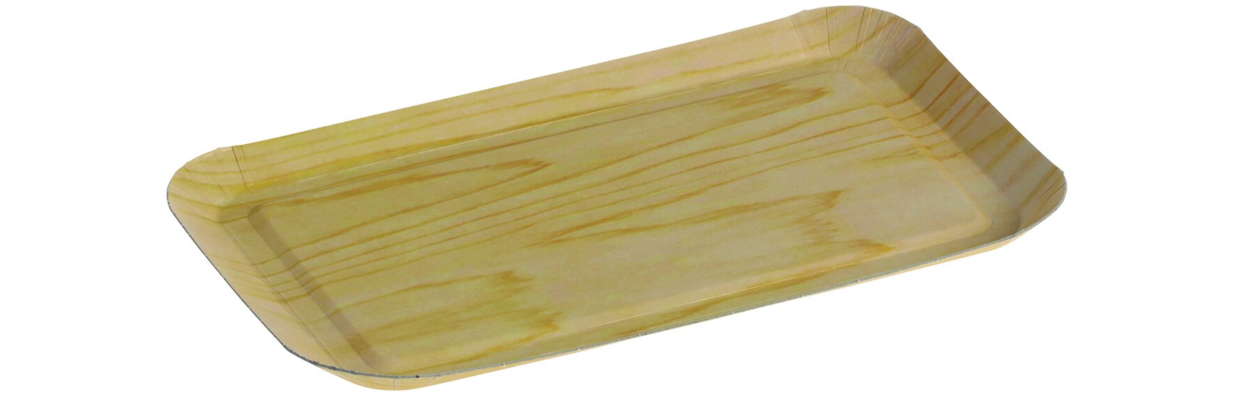 Barquette aspect bois carton/PP brun clair matt, 105x185x12mm