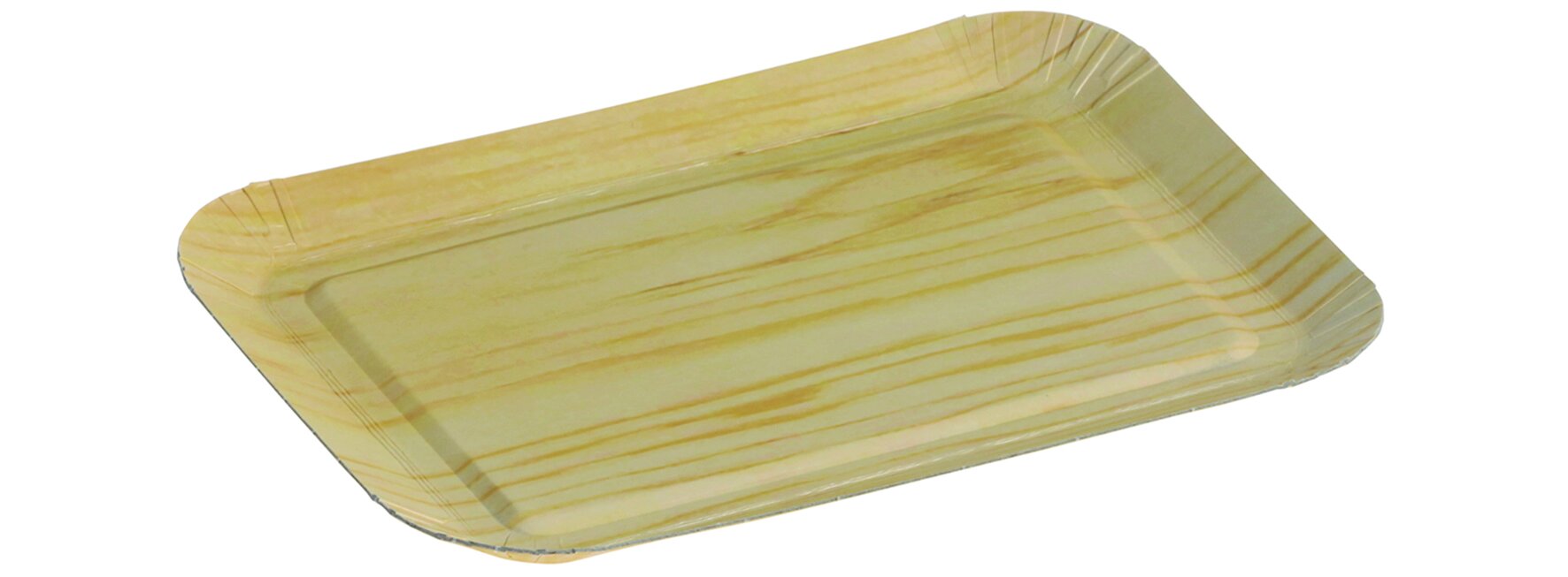 Barquette aspect bois carton/PP brun clair matt, 140x190x19mm