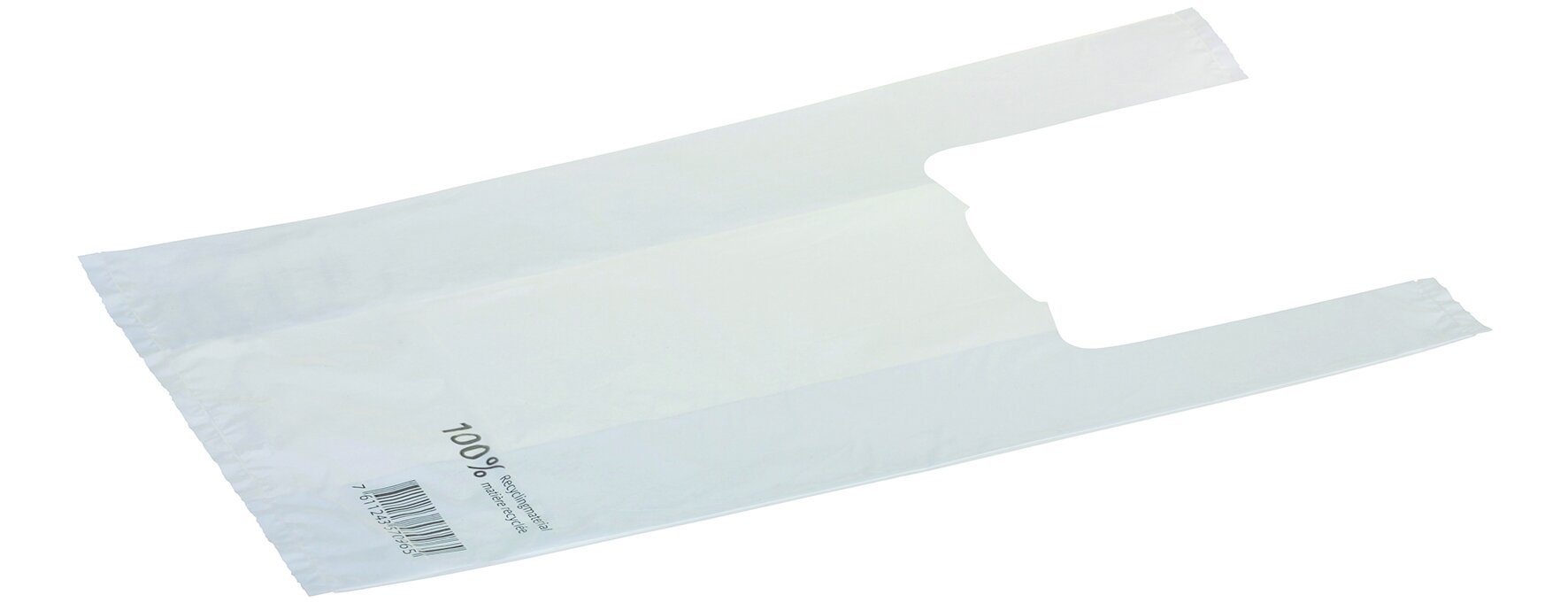 Sac à porter HDPE white 25my, 25x45+13cm, recycling, bloc.