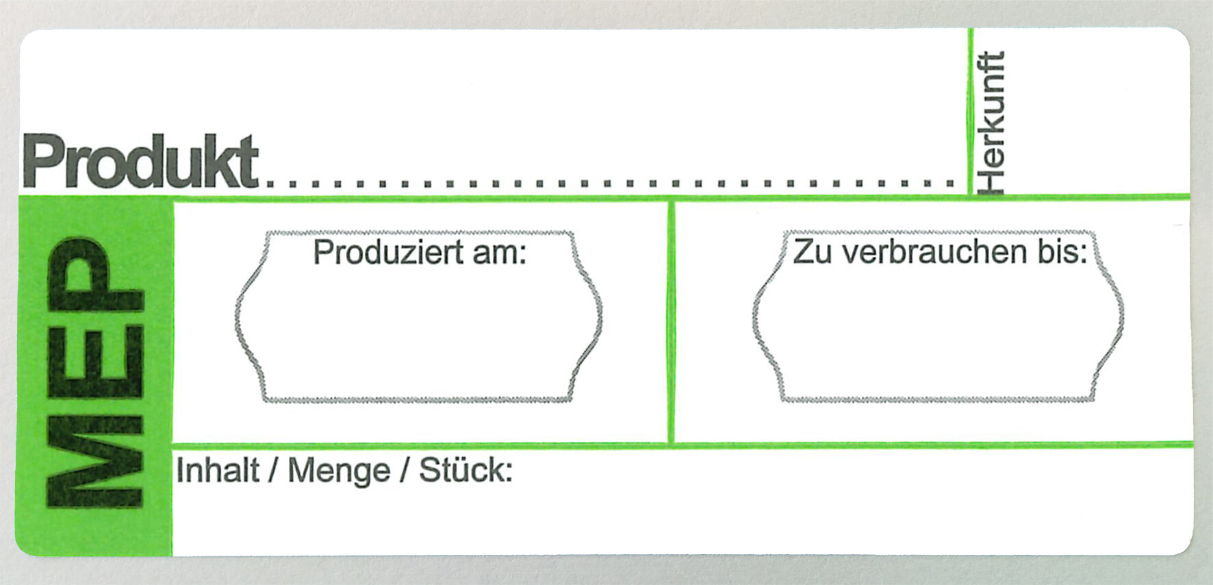 Étiquettes MEP, vert 80 x 36cm, rouleau de 500 pièces