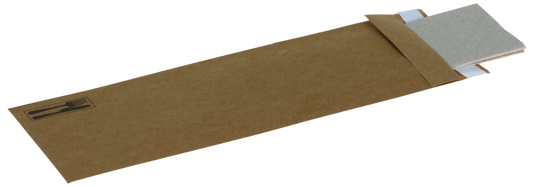 Sachet à couverts 84x250mm, brun 8.4x25cm, avec serviette 2pl.