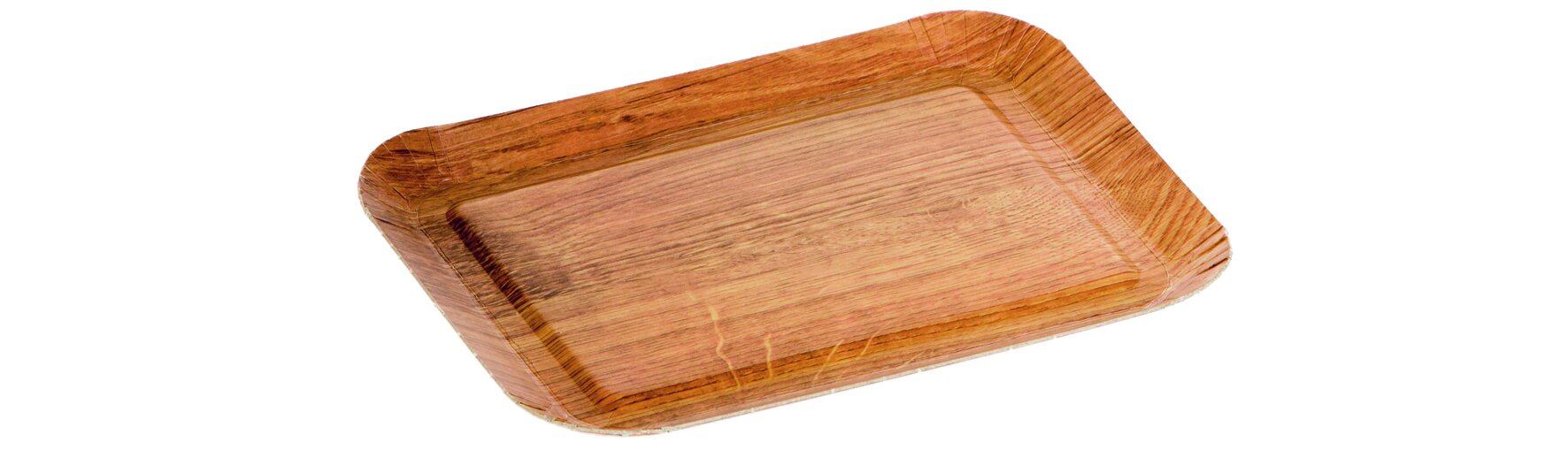 Barquette aspect bois carton/PP brun foncé matt, 105x150x12mm