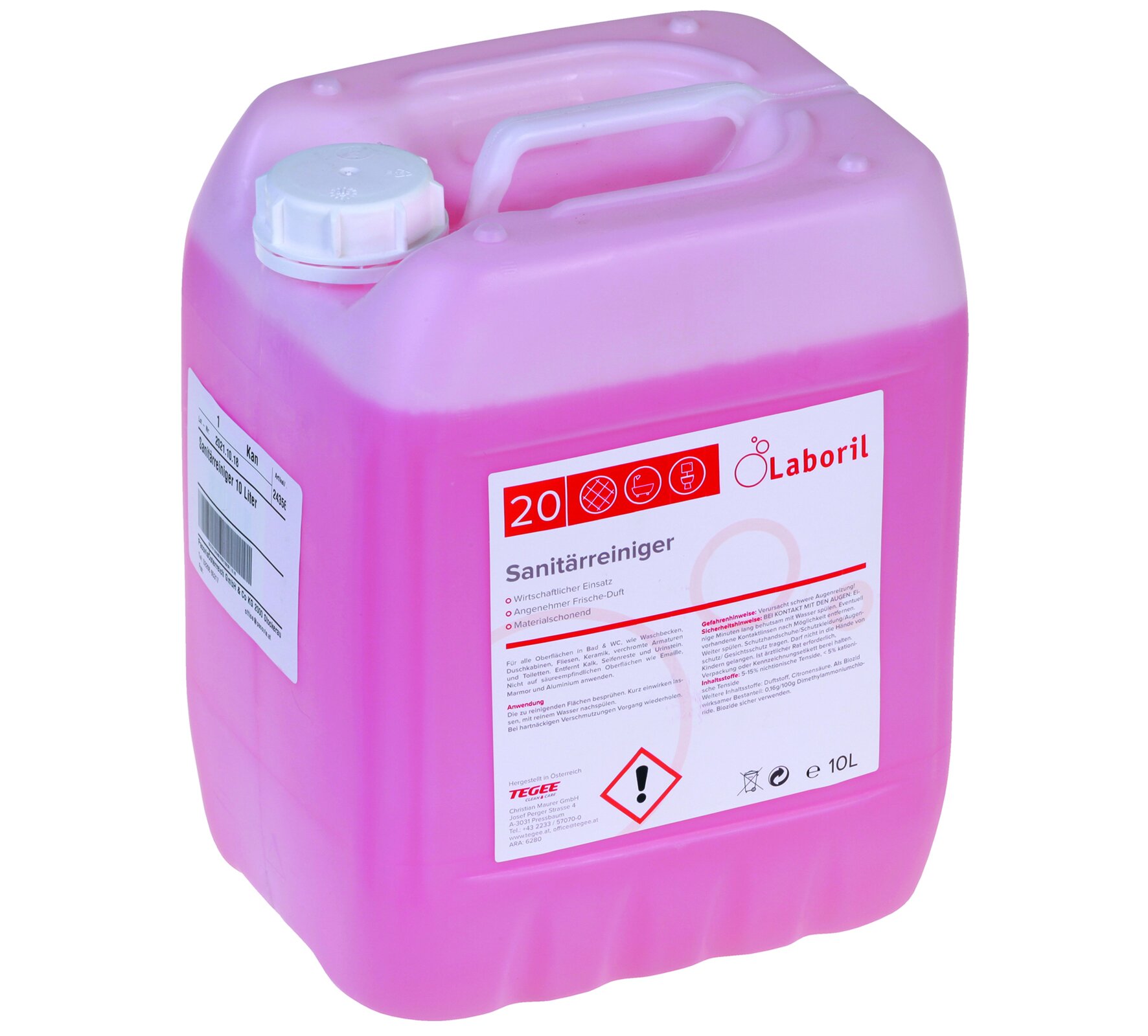 Nettoyant sanitaire concentré 1:4 Odeur fraîche, pH 1-2, 1x10l