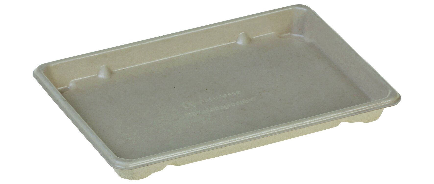 Barquette sushi canne à sucre/PLA nature, 185x128x18mm