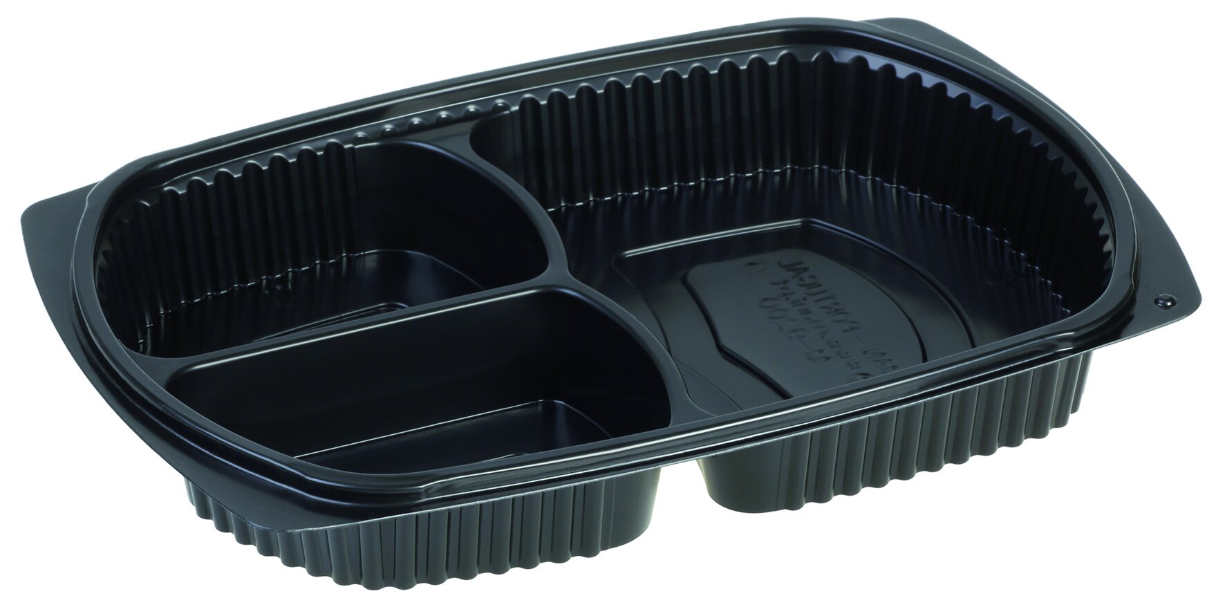 Barquette menu PP 530/200/200ml noir, 3 comp. 260x183x40mm