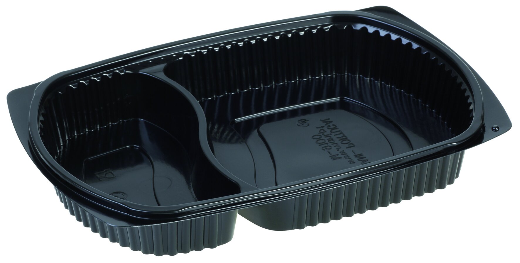 Barquette menu PP 640/325ml noir 2 comp. 260x183x40mm