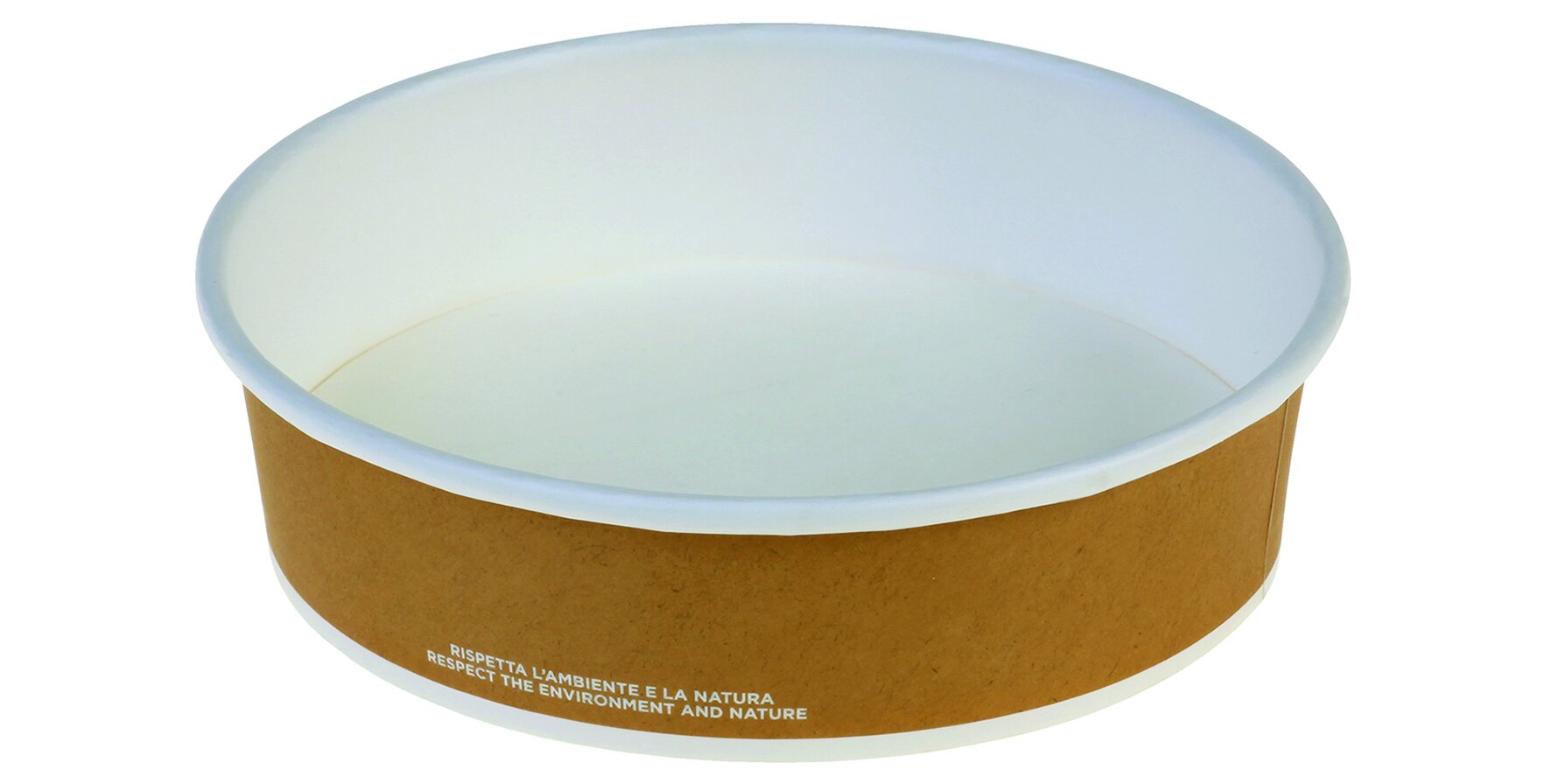 Barquette Carton/PLA 900ml brun/blanc, Ø185x49mm