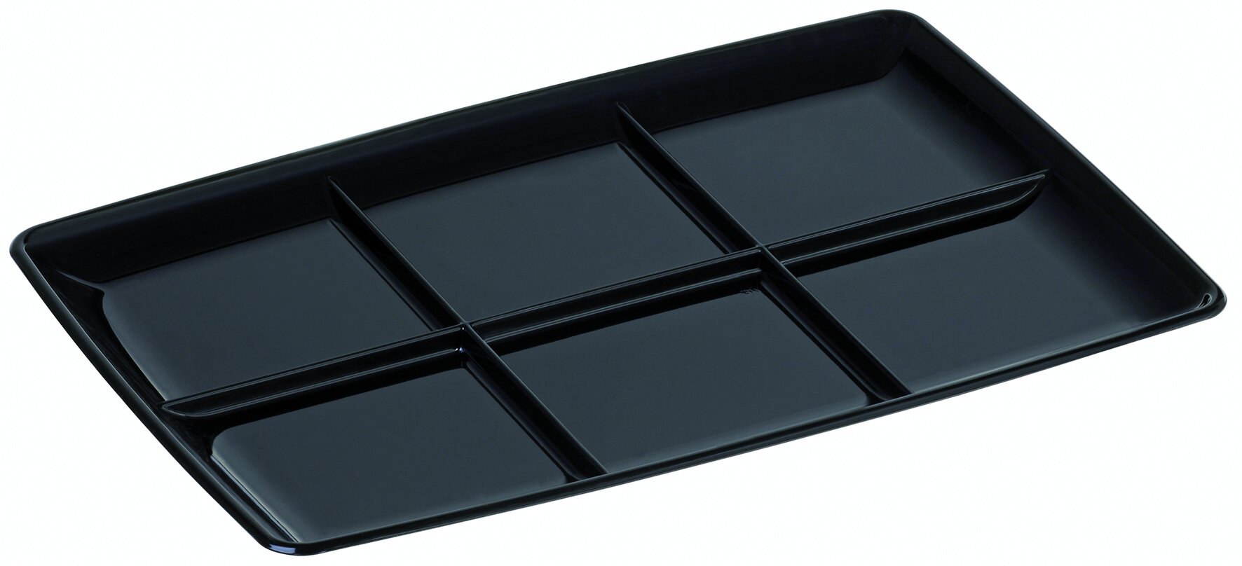 Plateau 6 comp. PET noir 300x450x20mm