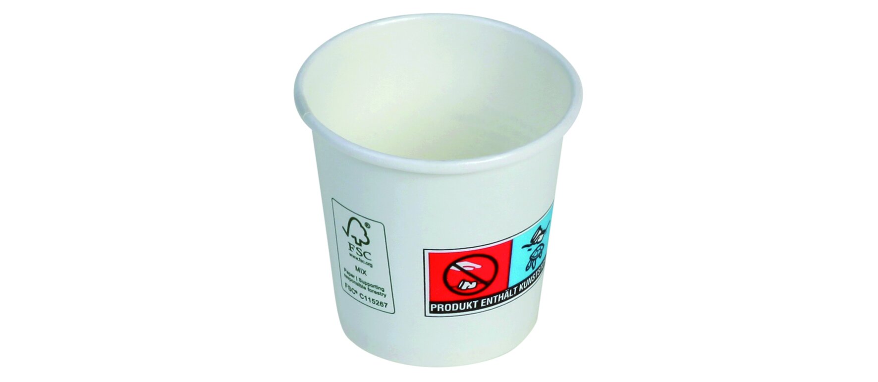 Gobelet carton/PLA 0.6dl blanc, Ø50x49mm, imprimé SUP