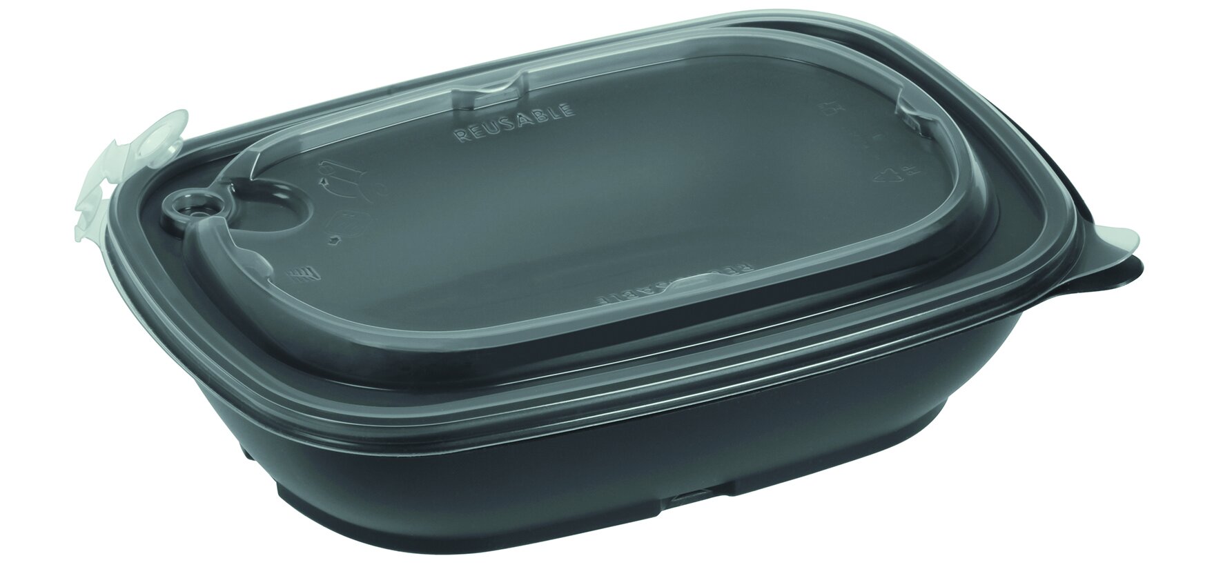 Bowl réutilisable PP 900ml noir 170x230x50mm, avec couvercle PP