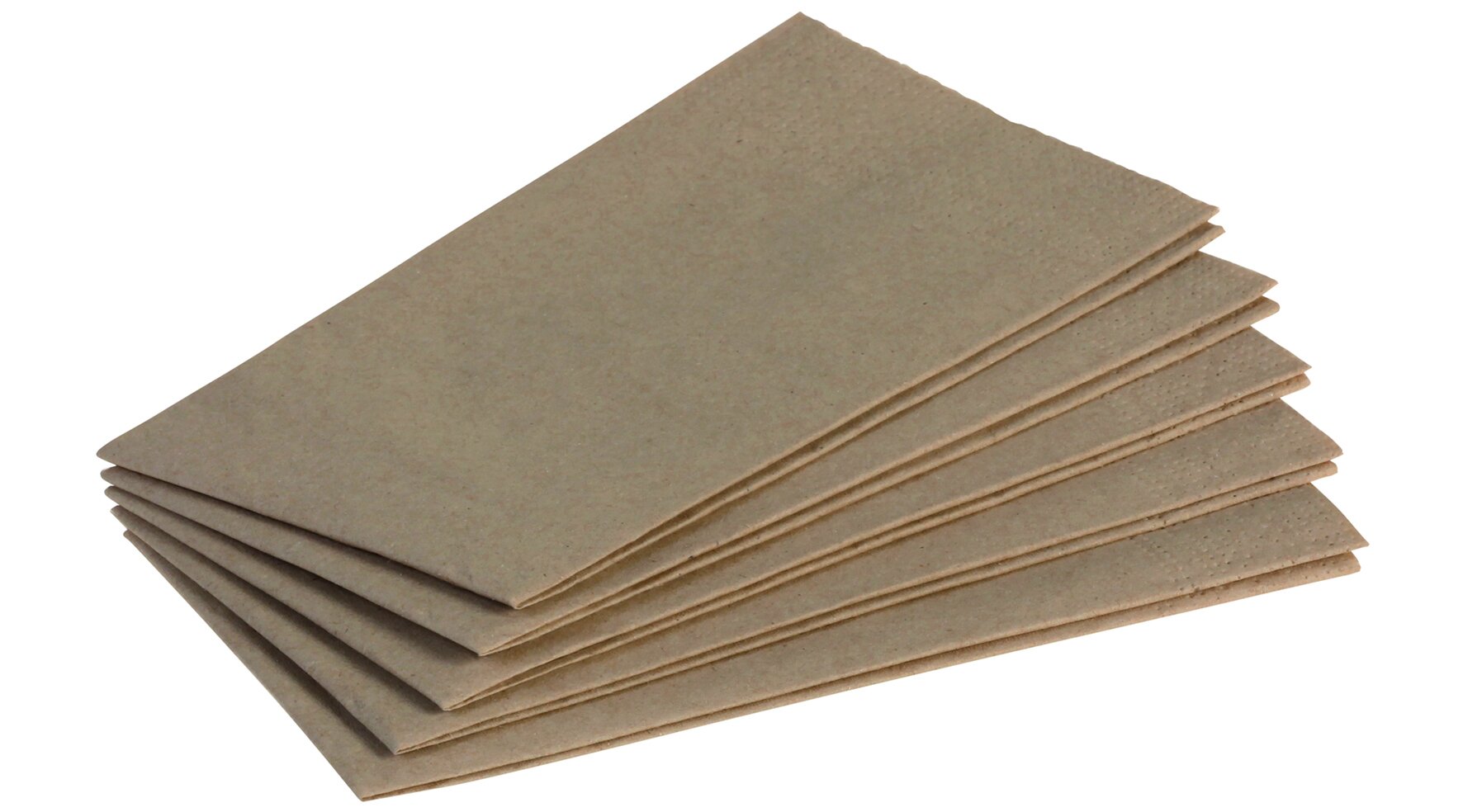 Serviettes recyclées brunes 33x33cm, 1/8 pli tête, 2 plis