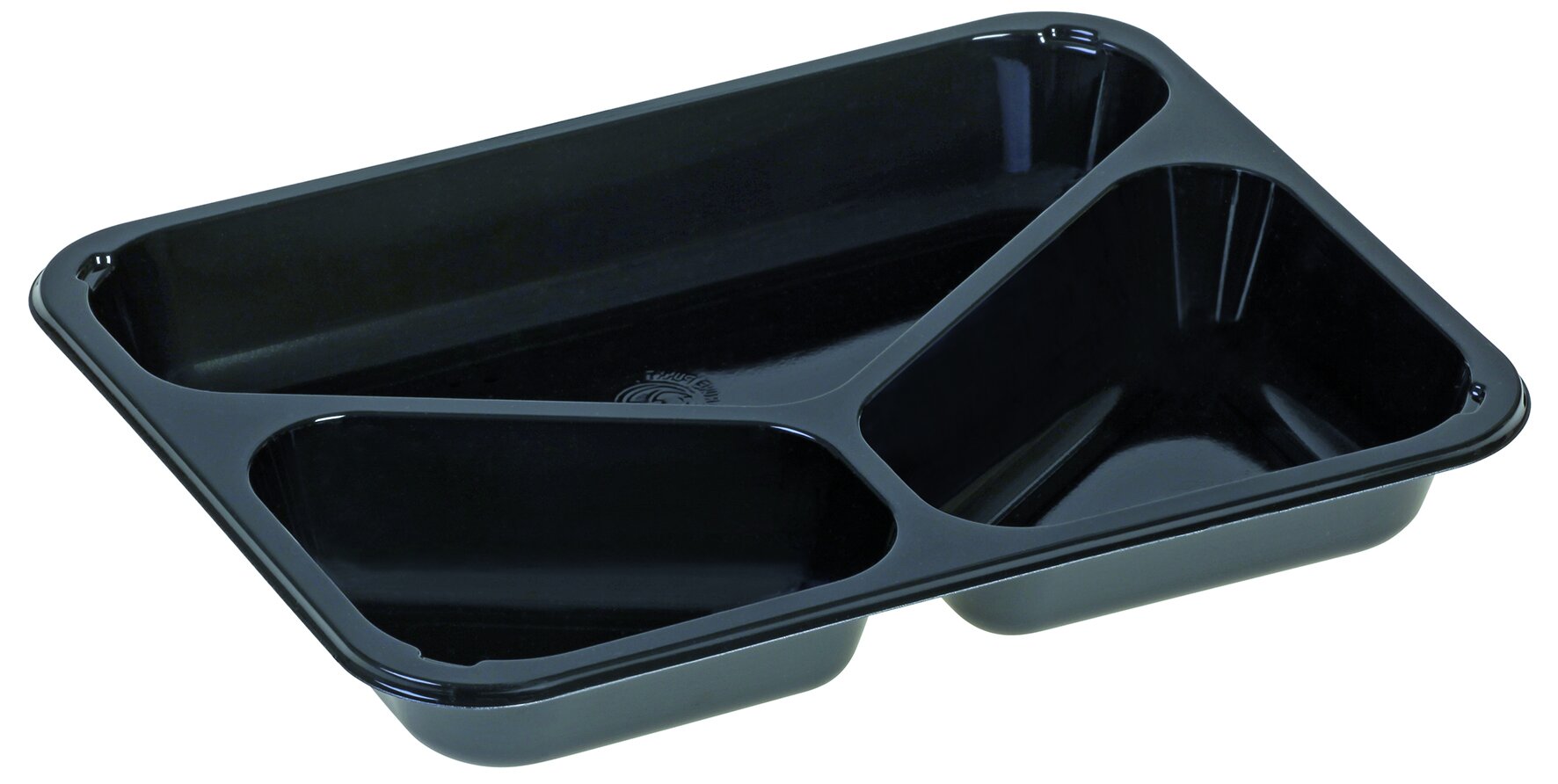 Barquette menu rCPET 770ml noir 178x227x30mm, 3-comp., 2227-3A