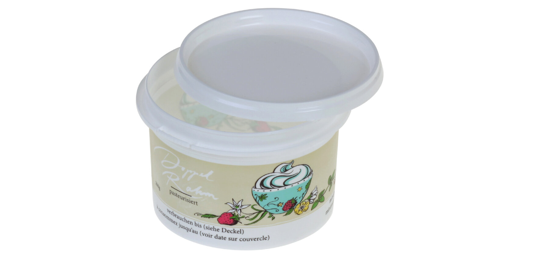 Gobelet impr. "crème double" 2dl incl. couvercle avec GPO