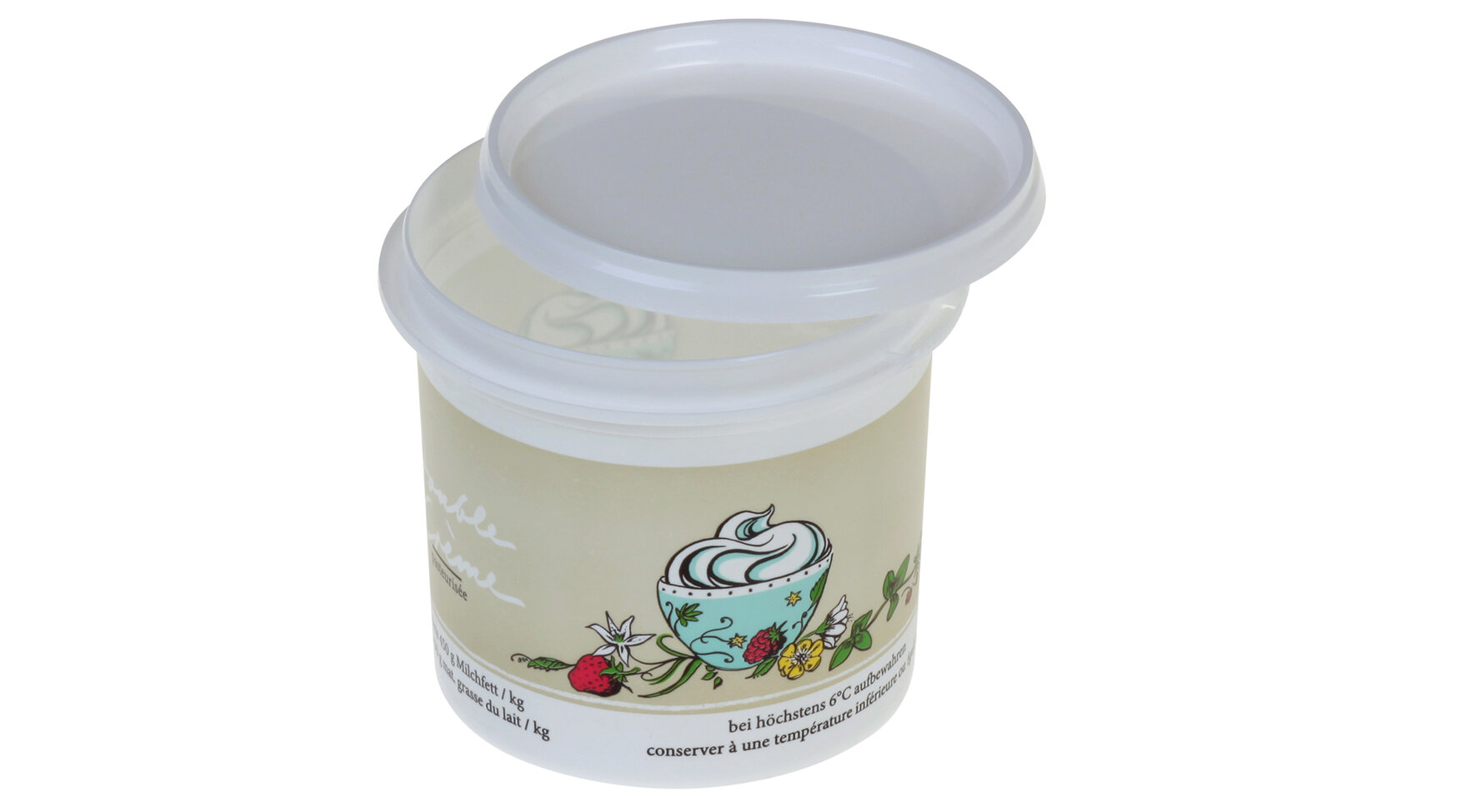 Gobelet impr. "crème double" 3dl incl. couvercle avec GPO