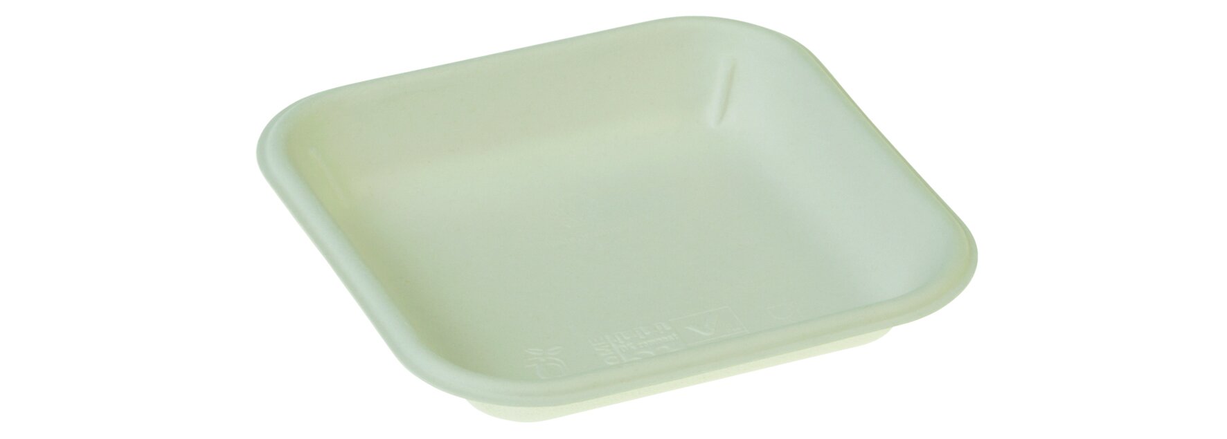 Assiette tray canne à sucre blanc 136x136x22mm