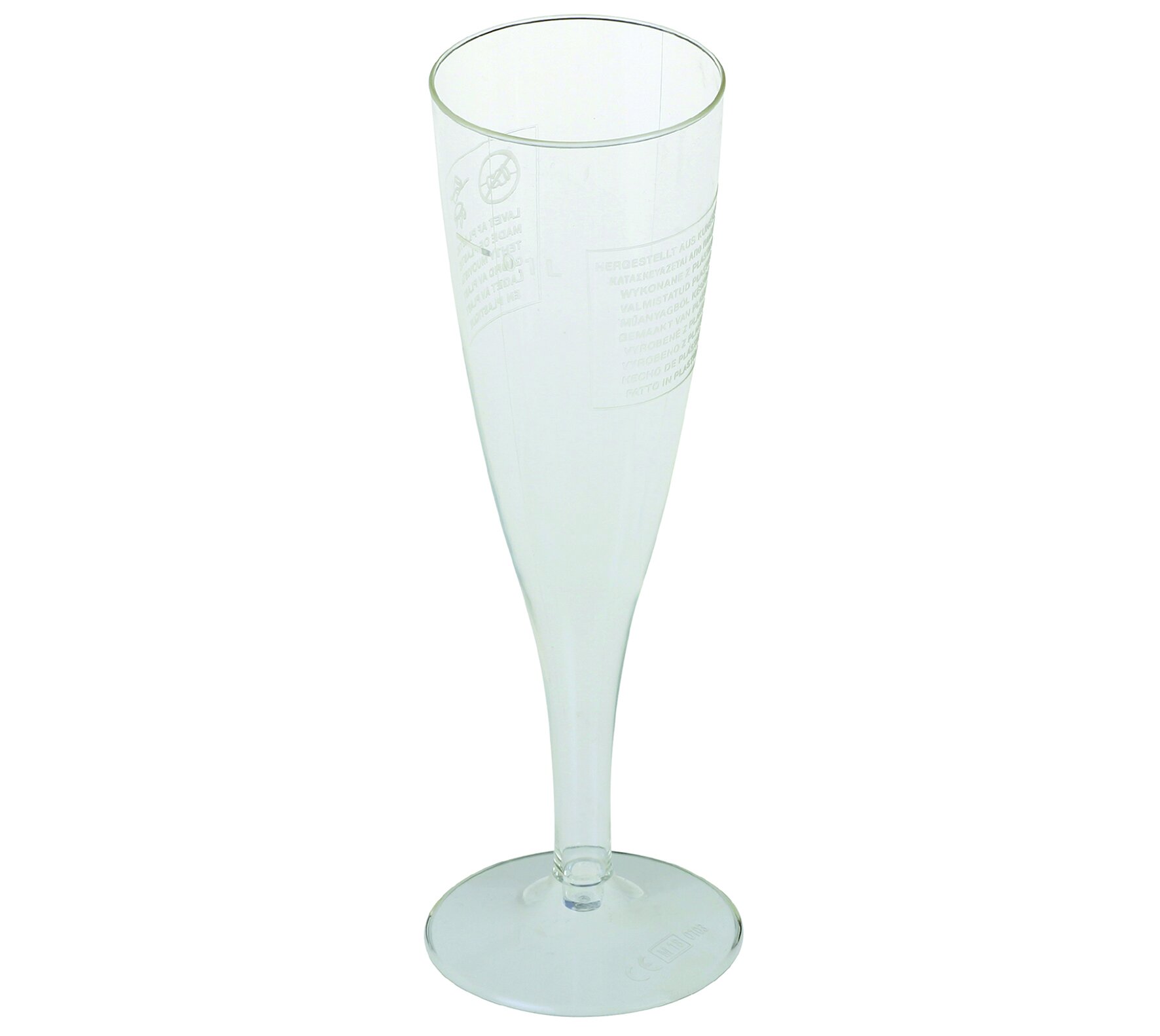 Verre à champagne PLA 1dl, avec gaufrage SUP, calibré