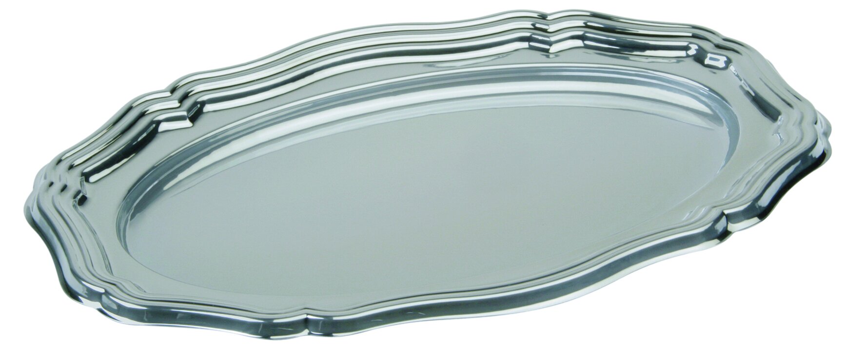Plat à usage Queen PET argent ovale, 270x400mm, W120