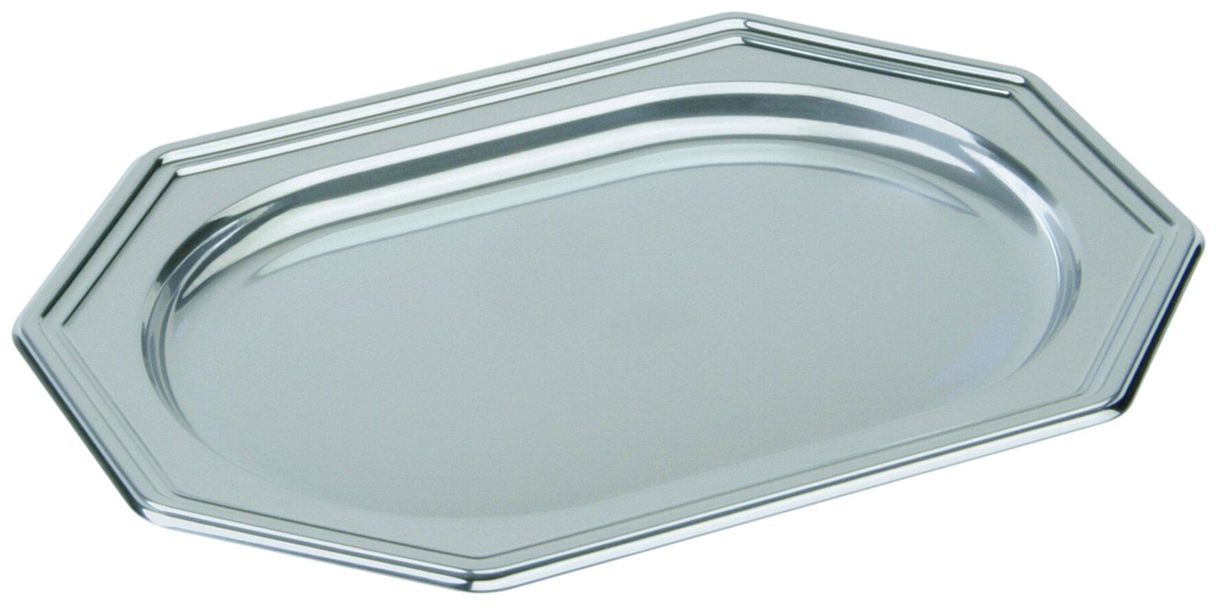 Plat à usage PET argent octogonal, 190x270mm