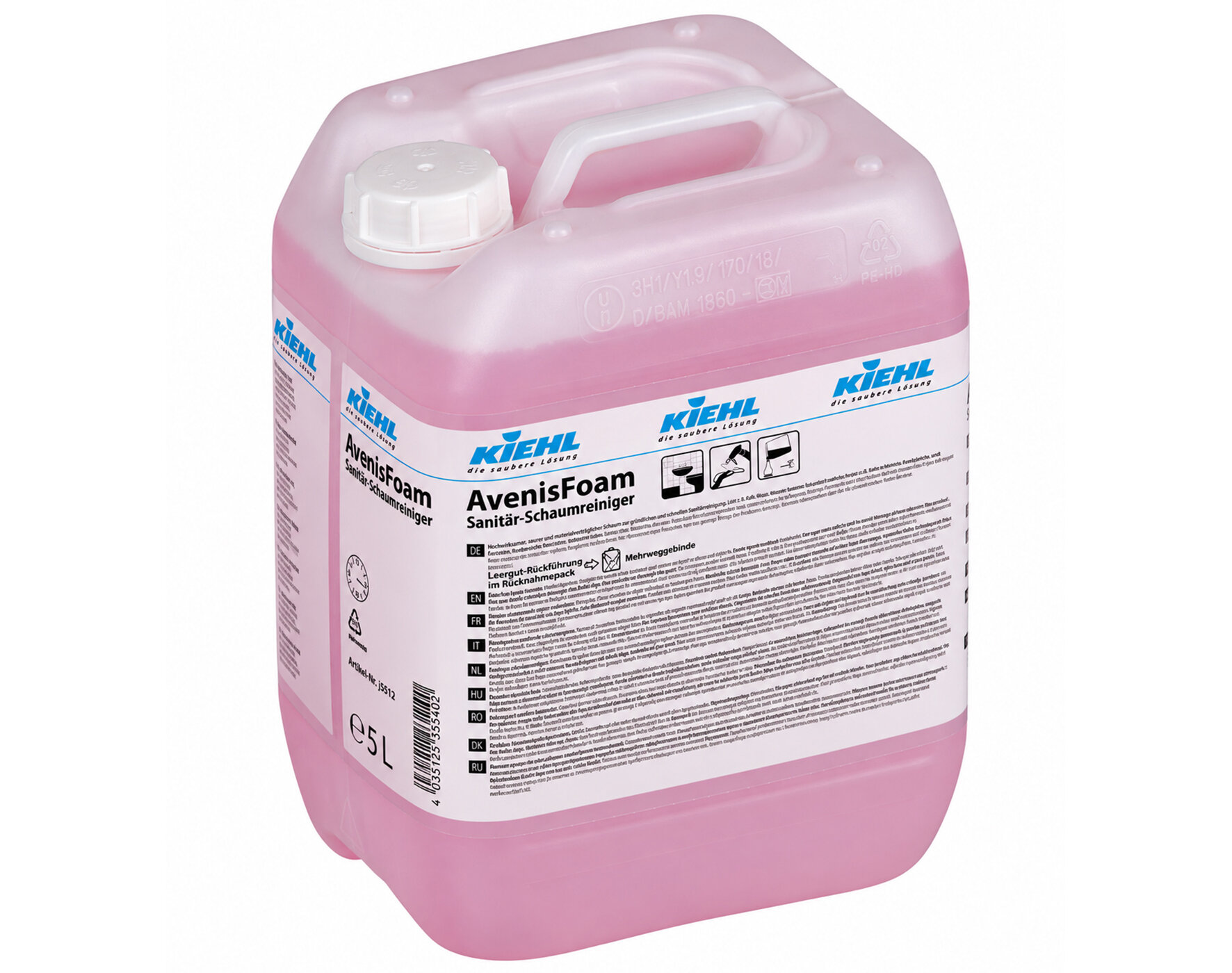 Nettoyant sanitaire AvenisFoam prêt à l'emploi, pH 1, 2x5l