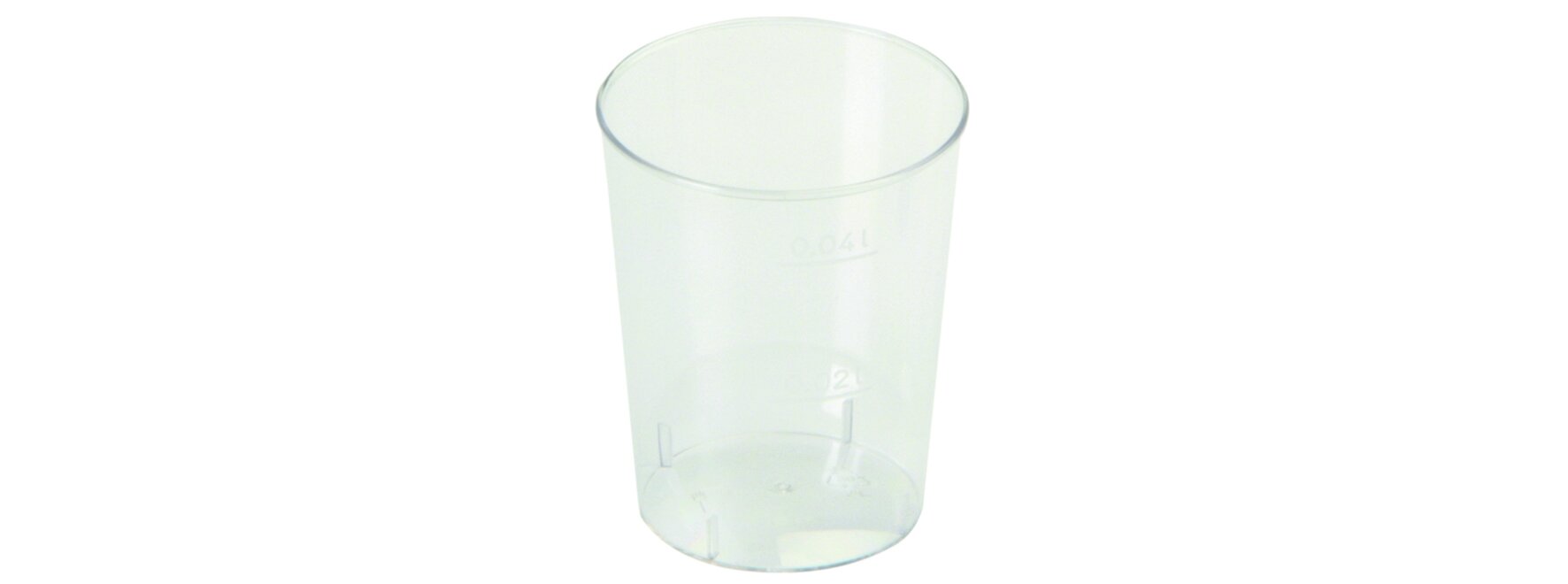Gobelet shot PS 4cl Ø42x52mm, étalonné 2/4cl, SUP