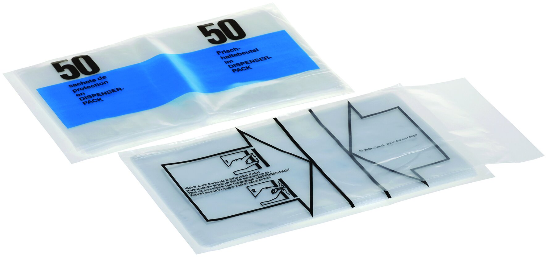 Sachet 150x250x0,04 mm crt.à 20 dispenser à 50 pc.