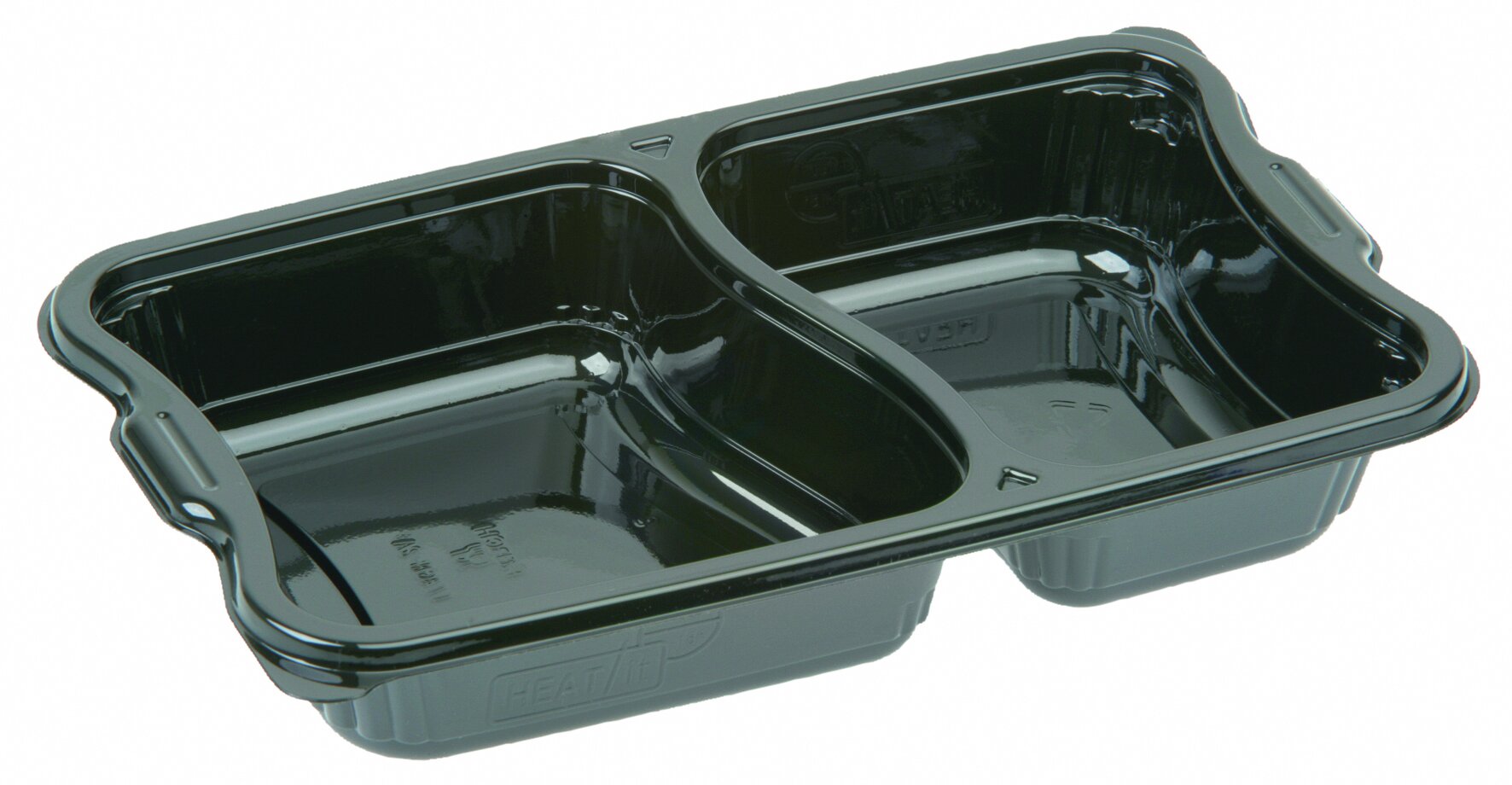 Barquette menu rCPET 1180ml noir 162x265x45mm, 2 comp.., 3265-2A