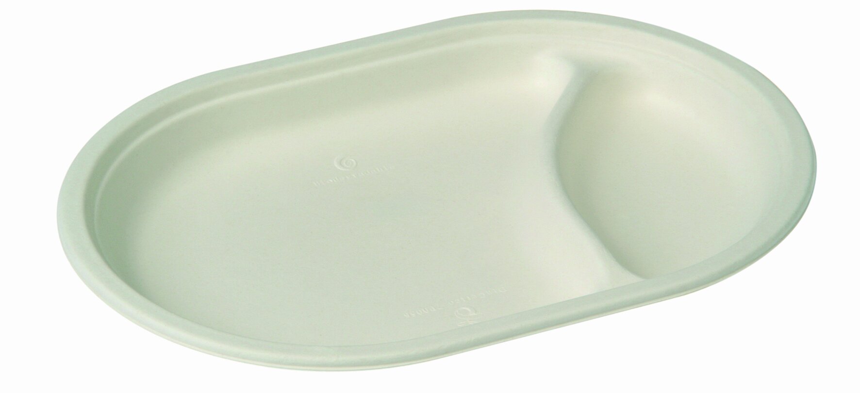 Assiette canne é sucre blanc, 2-comp., 300x210x20mm, oval